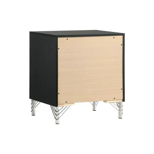 Alt view image 7 of 7 - 2 Drawers Modern Nightstand Bedside Table, Black