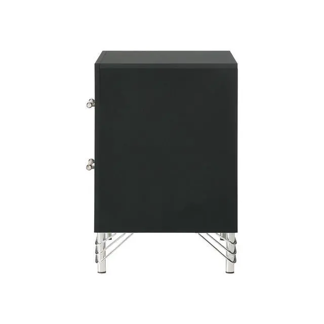 Alt view image 6 of 7 - 2 Drawers Modern Nightstand Bedside Table, Black