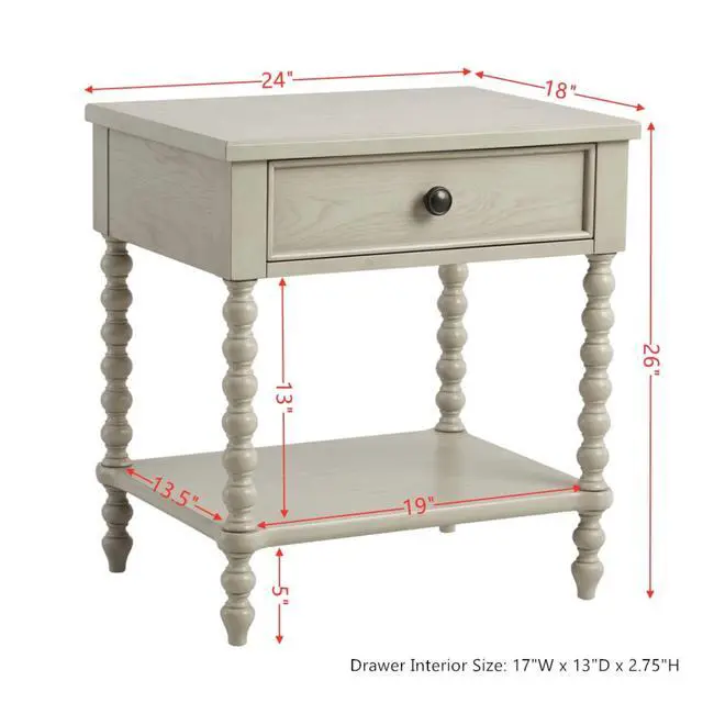 Alt view image 3 of 7 - Nightstand Antique Cream See Below