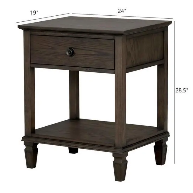 Alt view image 3 of 7 - Bedside Table Antique Brown