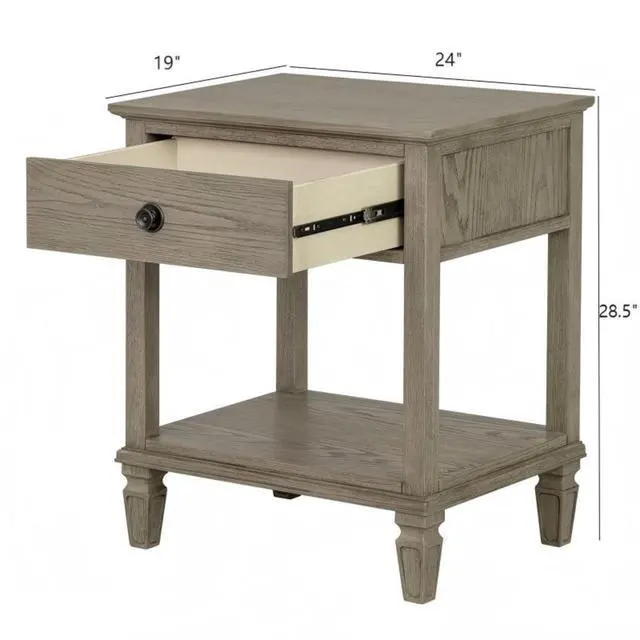 Alt view image 3 of 7 - Bedside Table Reclaimed Grey