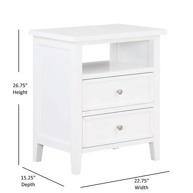 Alt view image 3 of 7 - Weston White 2 Drawer Nightstand