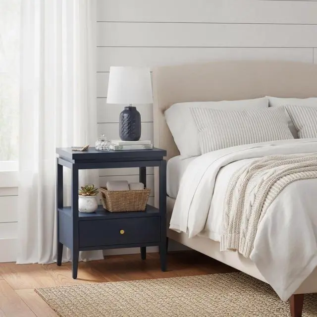 Main image of Olana Midnight Blue 1-Drawer Nightstand