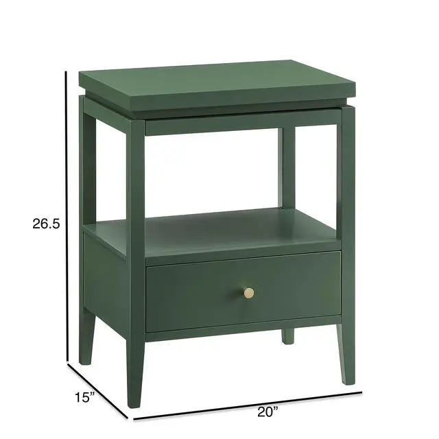Alt view image 3 of 7 - Olana Vintage Green 1-Drawer Nightstand