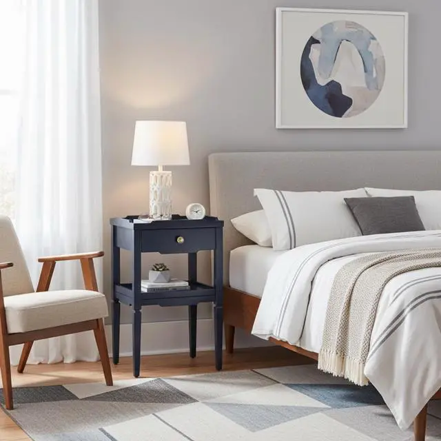 Alt view image 2 of 7 - Foley Midnight Blue 1-Drawer Nightstand