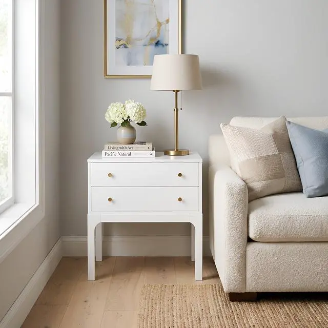 Alt view image 4 of 7 - Alonso 2-Drawer Modern Nightstand In White