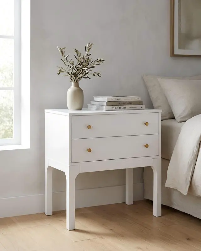 Alt view image 7 of 7 - Alonso 2-Drawer Modern Nightstand In White