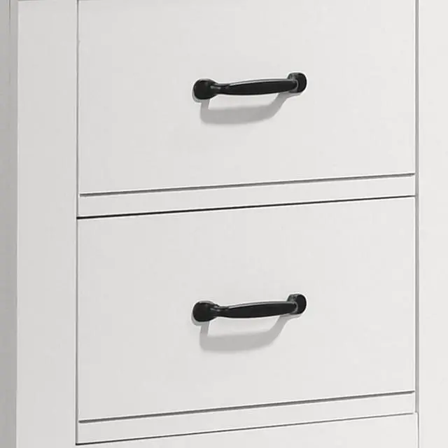 Alt view image 5 of 6 - Jermy 22 Inch Nightstand, 2 Drawers, Black Handles, Crisp White Finish