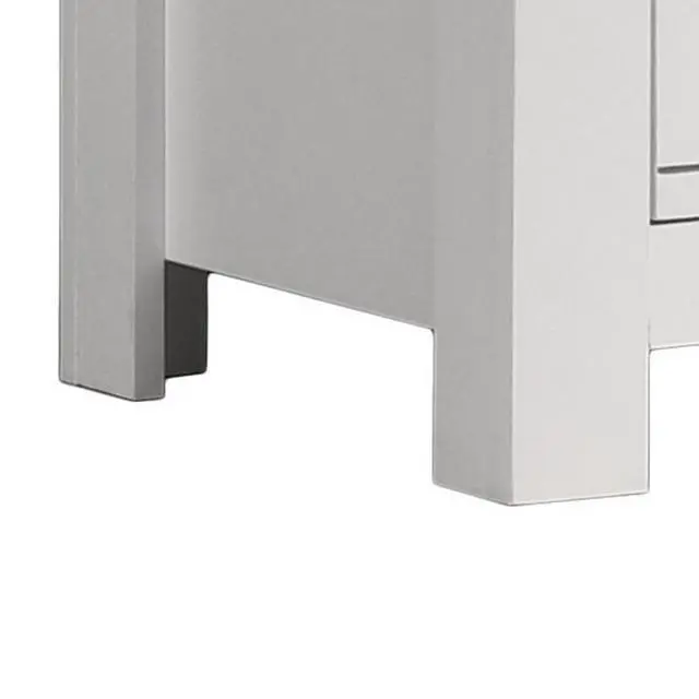 Alt view image 6 of 6 - Jermy 22 Inch Nightstand, 2 Drawers, Black Handles, Crisp White Finish