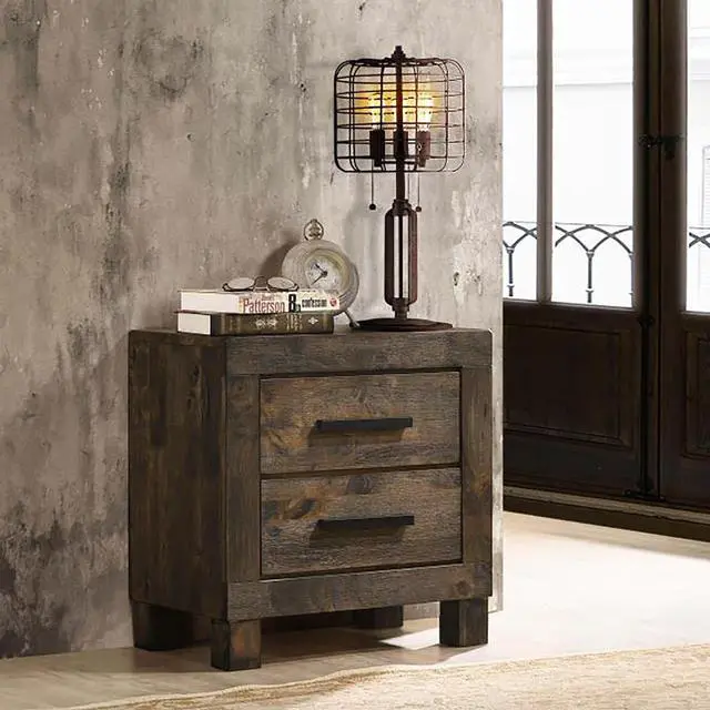 Main image of Rustic Golden Brown 2-Drawer Nightstand