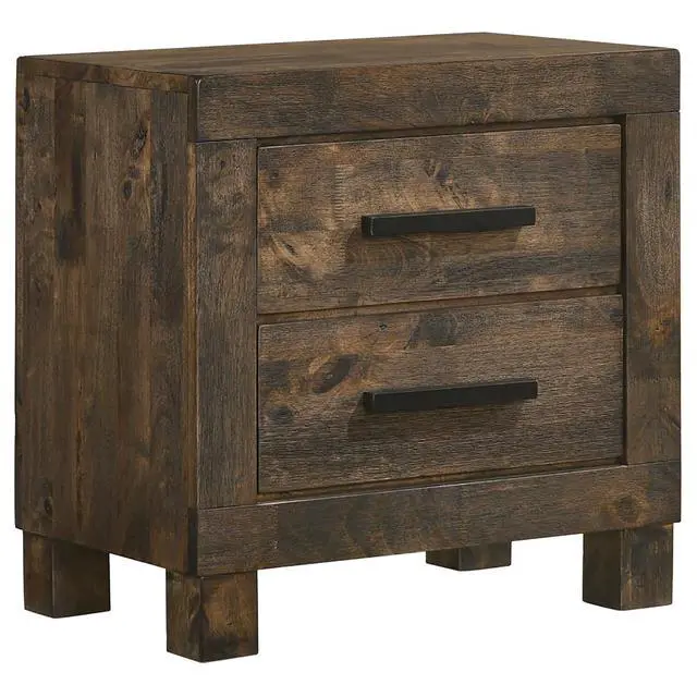 Alt view image 2 of 7 - Rustic Golden Brown 2-Drawer Nightstand