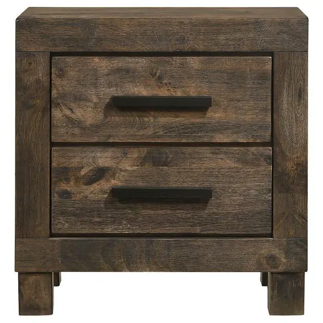 Alt view image 4 of 7 - Rustic Golden Brown 2-Drawer Nightstand
