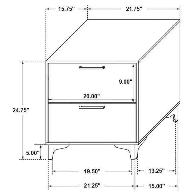 Alt view image 3 of 7 - Black And Gold 2-Drawer Rectangular Nightstand