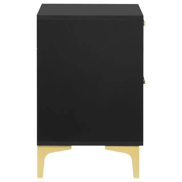Alt view image 6 of 7 - Black And Gold 2-Drawer Rectangular Nightstand