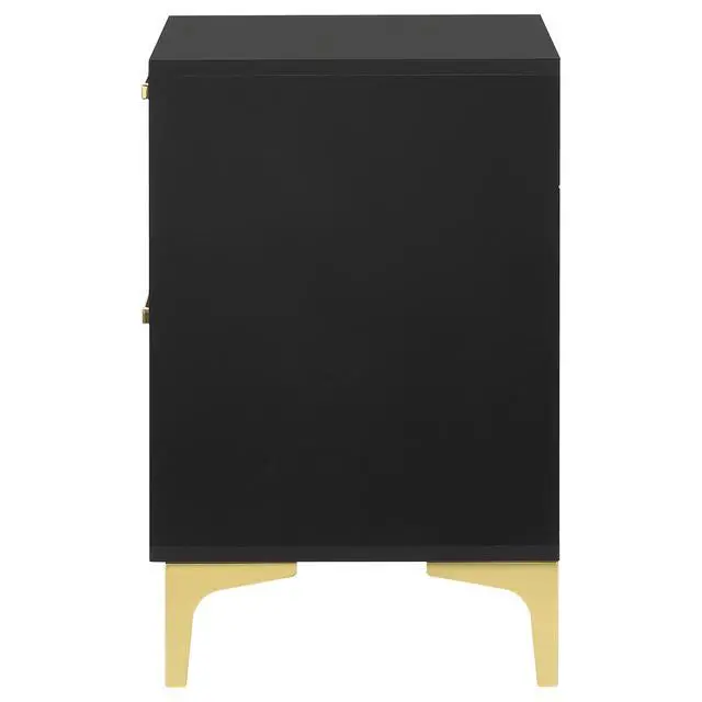 Alt view image 7 of 7 - Black And Gold 2-Drawer Rectangular Nightstand