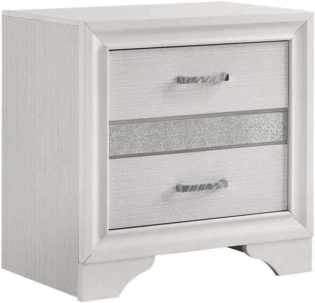 Main image of White 2-Drawer Nightstand With Hidden Jewelry Tray