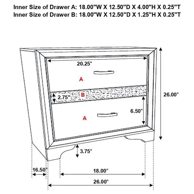 Alt view image 3 of 7 - White 2-Drawer Nightstand With Hidden Jewelry Tray