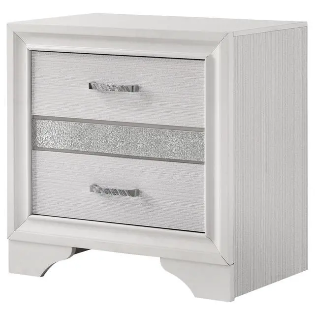Alt view image 4 of 7 - White 2-Drawer Nightstand With Hidden Jewelry Tray