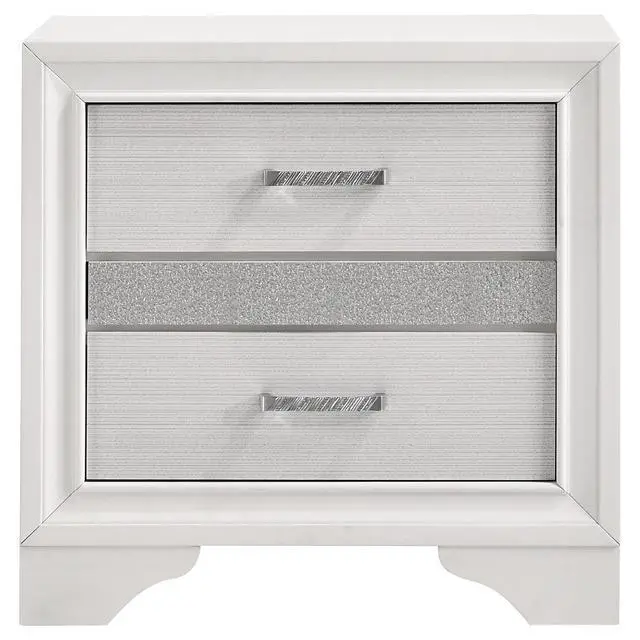 Alt view image 5 of 7 - White 2-Drawer Nightstand With Hidden Jewelry Tray