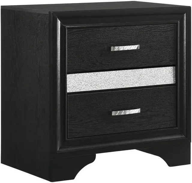 Main image of Black 2-Drawer Nightstand With Hidden Jewelry Tray