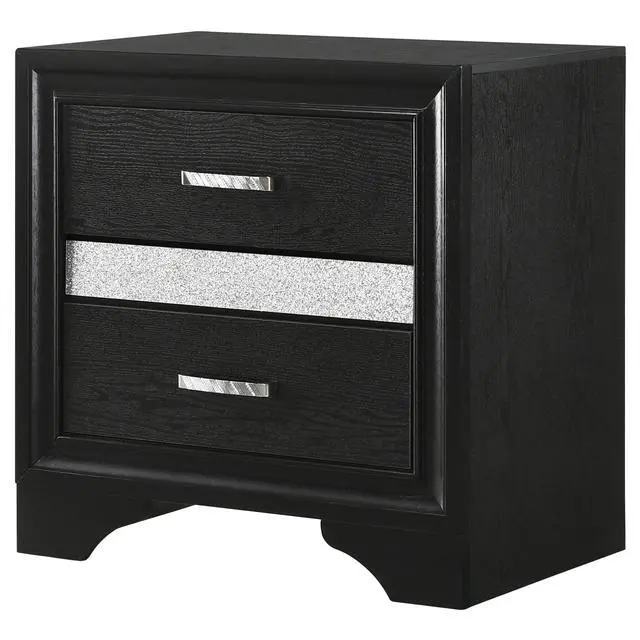 Alt view image 4 of 7 - Black 2-Drawer Nightstand With Hidden Jewelry Tray