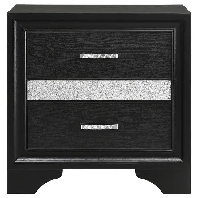 Alt view image 5 of 7 - Black 2-Drawer Nightstand With Hidden Jewelry Tray