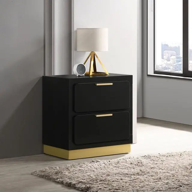 Alt view image 2 of 7 - Sophia Black 2-Drawer Nightstand