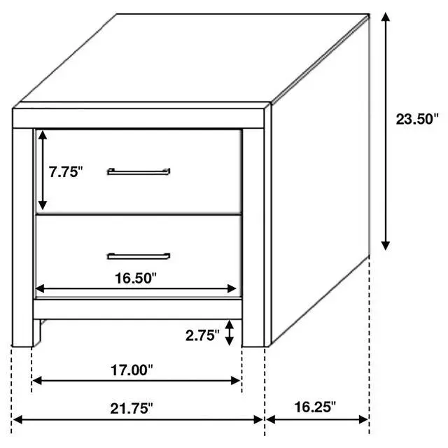 Alt view image 3 of 7 - Brantford Coastal White 2-Drawer Nightstand