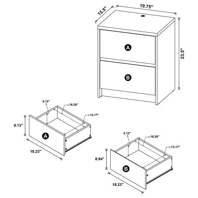 Alt view image 3 of 7 - Geary Mango 2-Drawer Nightstand Led Lights And Usb