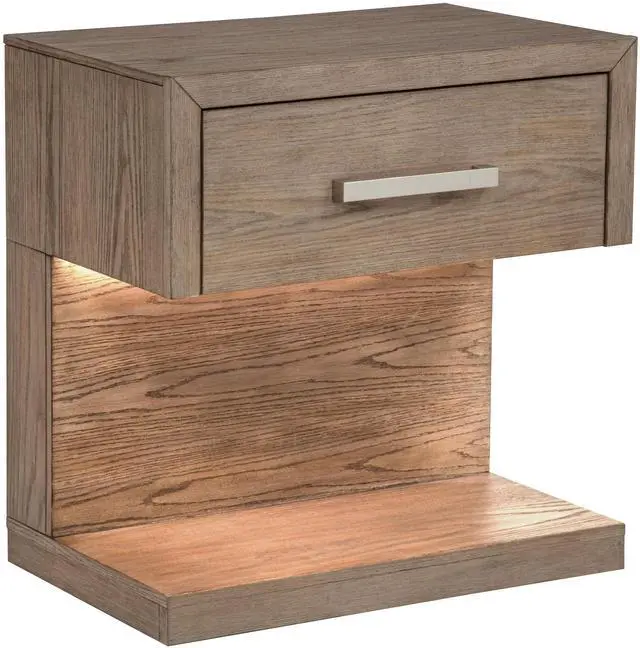 Main image of Gibbons Barley Brown 1-Drawer Nightstand Bedside Table