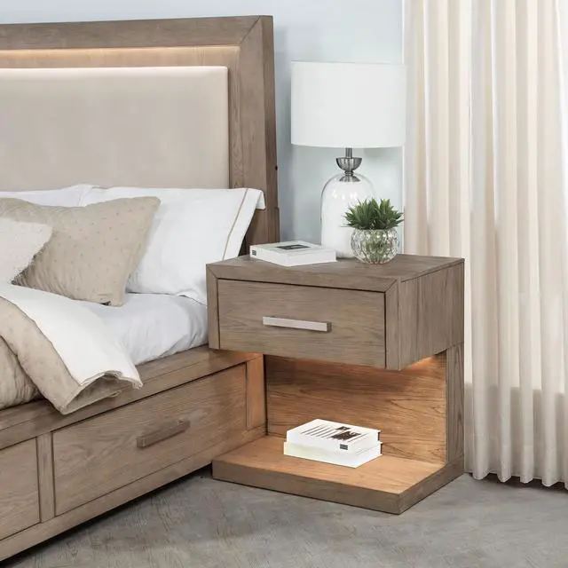 Alt view image 2 of 7 - Gibbons Barley Brown 1-Drawer Nightstand Bedside Table