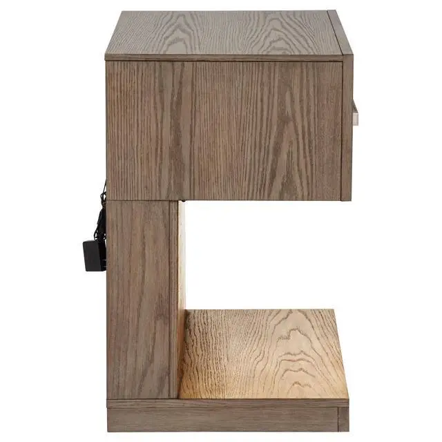 Alt view image 6 of 7 - Gibbons Barley Brown 1-Drawer Nightstand Bedside Table