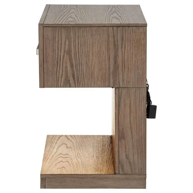 Alt view image 7 of 7 - Gibbons Barley Brown 1-Drawer Nightstand Bedside Table