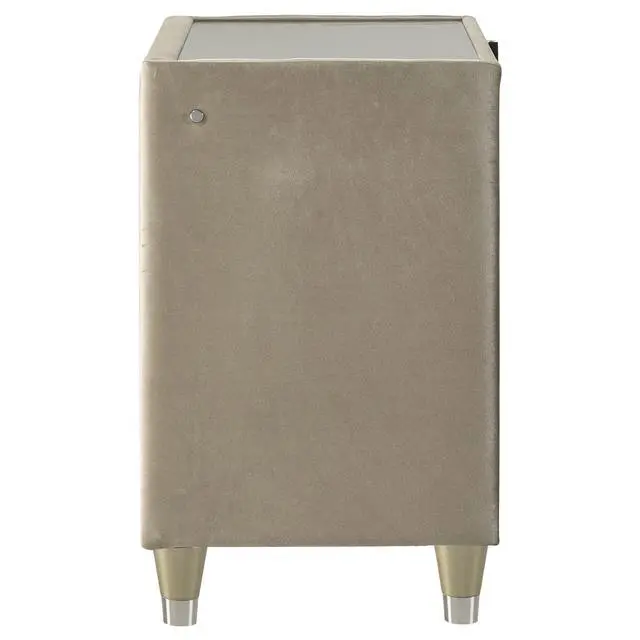 Alt view image 5 of 7 - Ivory / Camel 2-Drawer Led Nightstand With Usb