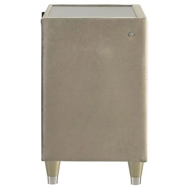 Alt view image 6 of 7 - Ivory / Camel 2-Drawer Led Nightstand With Usb