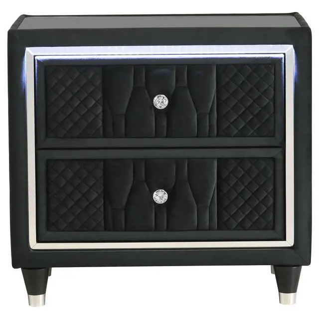 Alt view image 4 of 7 - Black 2-Drawer Led Nightstand With Usb