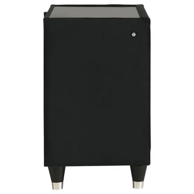 Alt view image 5 of 7 - Black 2-Drawer Led Nightstand With Usb