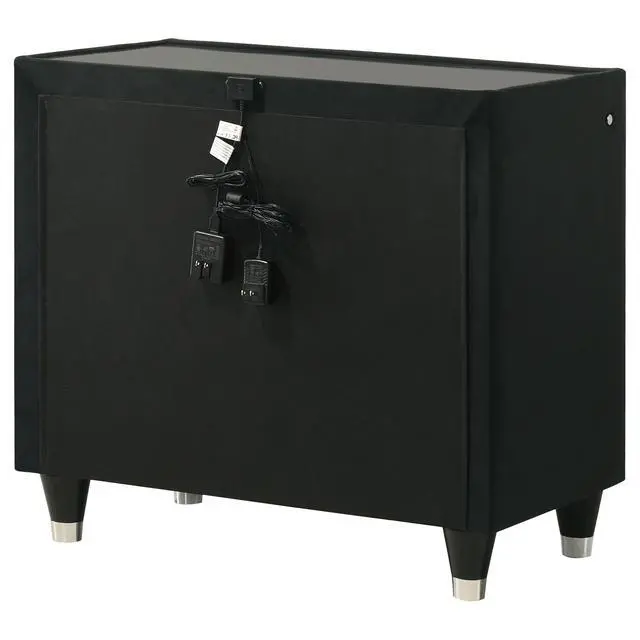 Alt view image 7 of 7 - Black 2-Drawer Led Nightstand With Usb