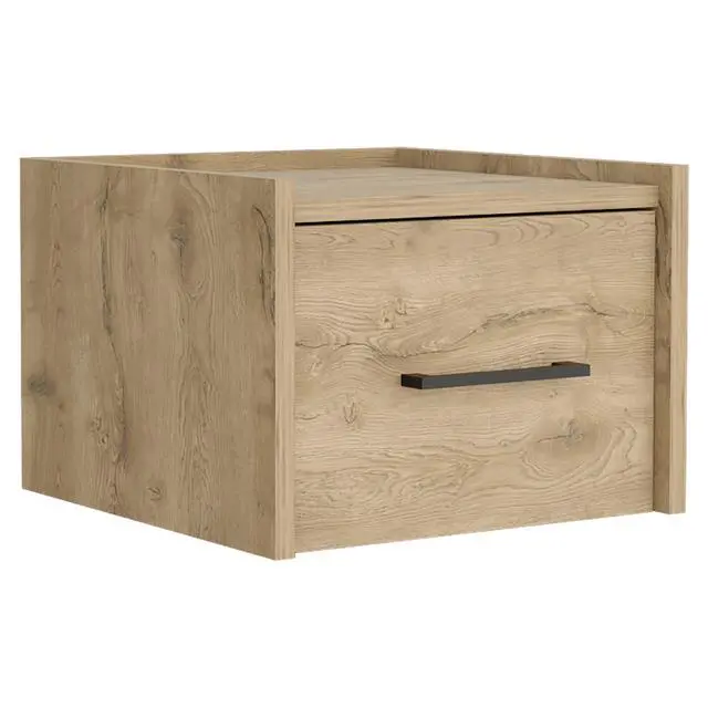 Alt view image 2 of 5 - Boa Floating Nightstand , End Table, Side Table Wall-Mounted Single Drawer Design With Handle- Macadamia - Bedroom