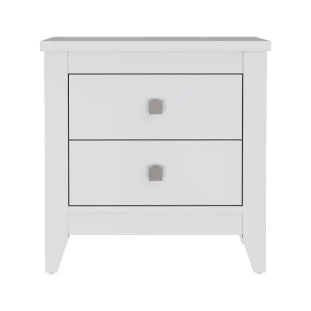 Alt view image 2 of 7 - Amara Nightstand , End Table, Side Table Two Shelves, Four Legs -White