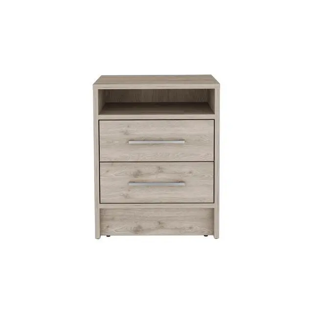 Alt view image 2 of 7 - Eter Nightstand , End Table, Side Table Superior Top, Two Drawers -Light Gray