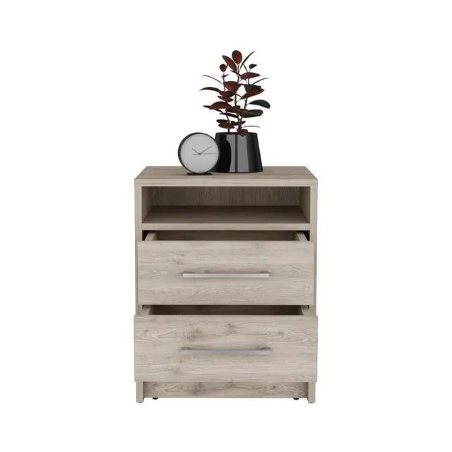 Alt view image 6 of 7 - Eter Nightstand , End Table, Side Table Superior Top, Two Drawers -Light Gray