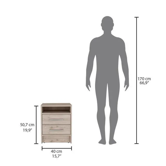 Alt view image 4 of 7 - Eter Nightstand , End Table, Side Table Superior Top, Two Drawers -Light Gray