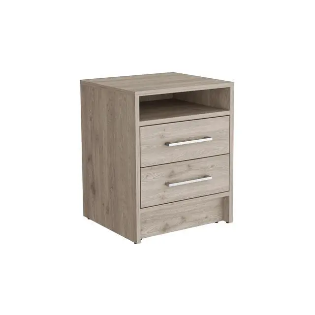Alt view image 7 of 7 - Eter Nightstand , End Table, Side Table Superior Top, Two Drawers -Light Gray