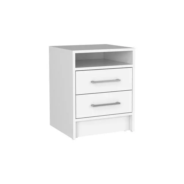 Alt view image 6 of 7 - Eter Nightstand , End Table, Side Table Superior Top, Two Drawers -White