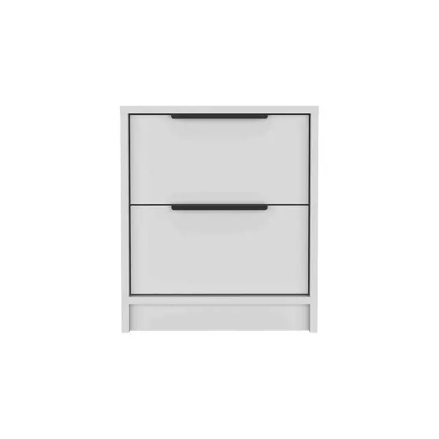 Alt view image 2 of 7 - Kaia Nightstand , End Table, Side Table Two Drawers, Metal Handle -White