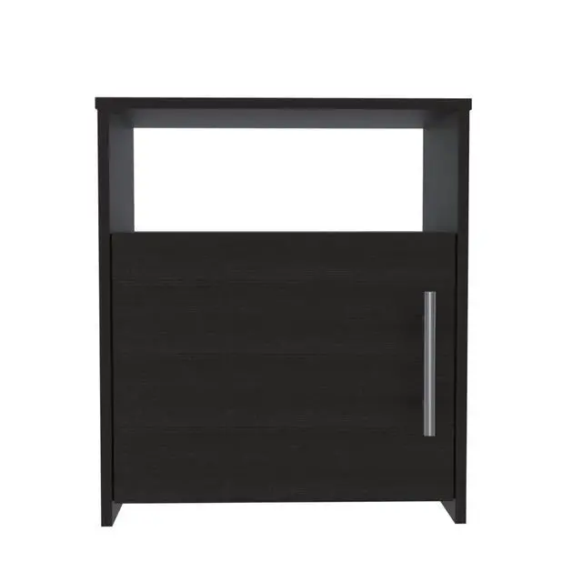 Alt view image 4 of 5 - Nordico Nightstand , End Table, Side Table One Shelf, Single Door Cabinet, Metal Handle -Black