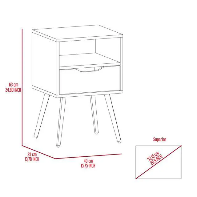 Alt view image 6 of 7 - Otom Nightstand , Superior Top, One Open Shelf, One Drawer, Four Legs -Dark Walnut