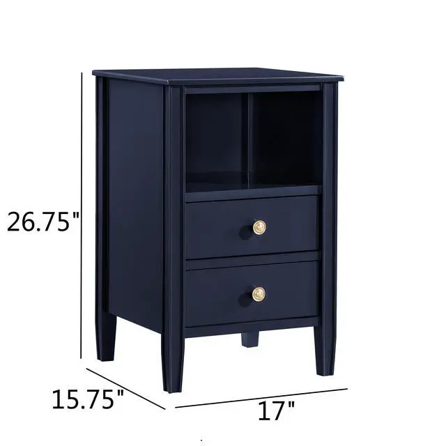 Alt view image 3 of 7 - Winston 2-Drawer Storage Nightstand - Midnight Blue