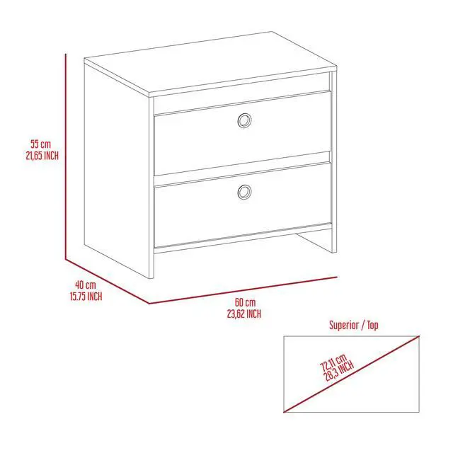 Alt view image 6 of 7 - Otom Nightstand , Superior Top, One Open Shelf, One Drawer, Four Legs -Smokey Oak / White